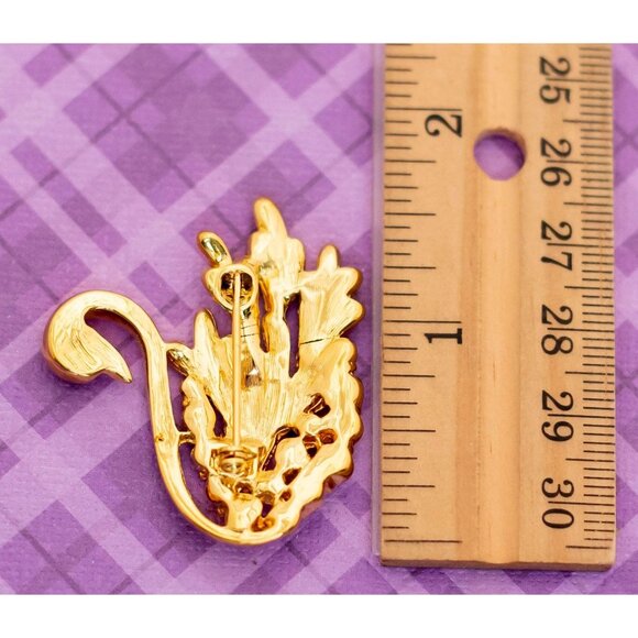 Vintage Rhinestone Swan Gold Tone Brooch - V20 - Picture 2 of 2